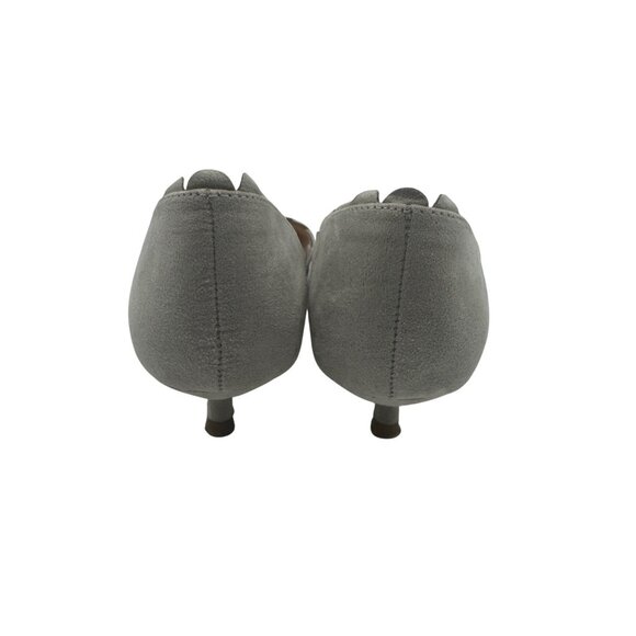 Journee Collection Scalloped Edge Suede Gray Kitten Heel Pointed Toe Pumps Size6 - Picture 3 of 8